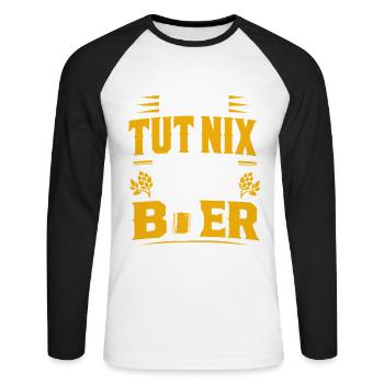 Der tut nix der will nur Bier - Unisex Baseballshirt langarm - Weiß/Schwarz - Vorne - Nik (191cm)