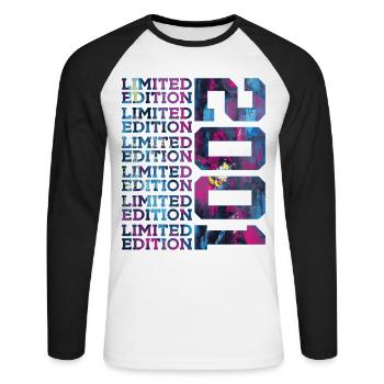 COOL 25 YEARS LIMITED EDITION 2001 25TH BIRTHDAY - Unisex Long Sleeve Baseball T-Shirt - white/black - Front - Nik (191cm)