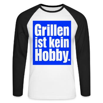 Grillmeister Spruch Geschenk für Männer & Väter - Unisex Baseballshirt langarm - Weiß/Schwarz - Vorne - Nik (191cm)