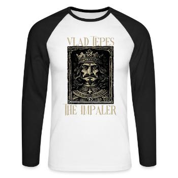 Vlad Tepes: Der Impaler - Unisex Baseballshirt langarm - Weiß/Schwarz - Vorne - Nik (191cm)