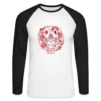Kitsune Rot Maskenkunst Higanbana - Unisex Baseballshirt langarm - Weiß/Schwarz - Vorne - Nik (191cm)
