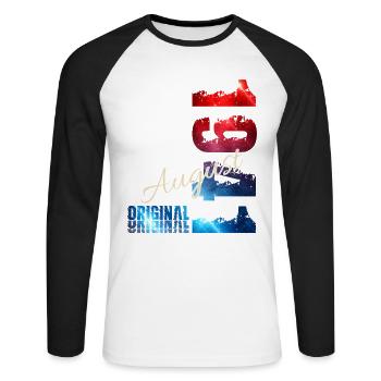 85. Geburtstag Geschenk Original August 1941 - Unisex Baseballshirt langarm - Weiß/Schwarz - Vorne - Nik (191cm)
