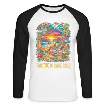 Too Old To Care Club Opa-Urlaub - Unisex Baseballshirt langarm - Weiß/Schwarz - Vorne - Nik (191cm)