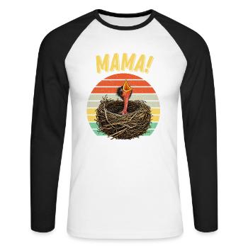 Mama Hungry Baby Bird - Unisex Baseballshirt langarm - Weiß/Schwarz - Vorne - Nik (191cm)