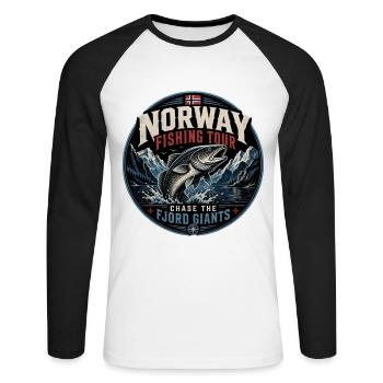 Norwegen Angeln - Unisex Baseballshirt langarm - Weiß/Schwarz - Vorne - Nik (191cm)