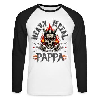 Heavy Metal Dad T-Shirt Geschenk - Unisex Baseballshirt langarm - Weiß/Schwarz - Vorne - Nik (191cm)