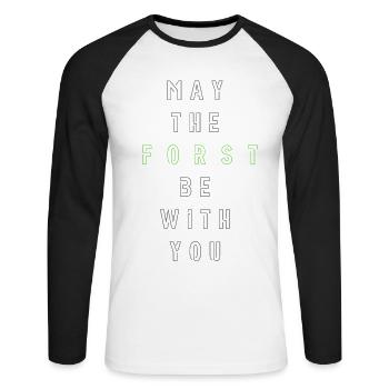 May the Forst be with you - (zentriert) - Unisex Baseballshirt langarm - Weiß/Schwarz - Vorne - Nik (191cm)