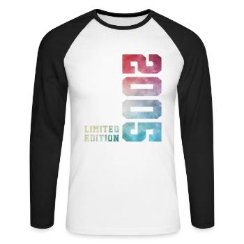 21. Geburtstag Limited Edition 2005 Jahrgang 2005 - Unisex Baseballshirt langarm - Weiß/Schwarz - Vorne - Nik (191cm)