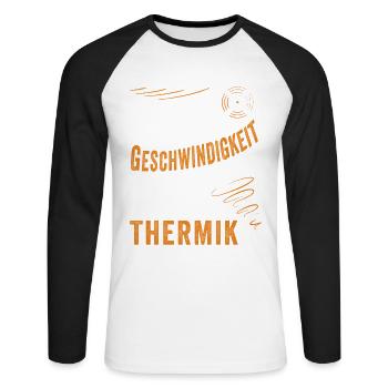 Ich suche Thermik Segelflug - Unisex Baseballshirt langarm - Weiß/Schwarz - Vorne - Nik (191cm)