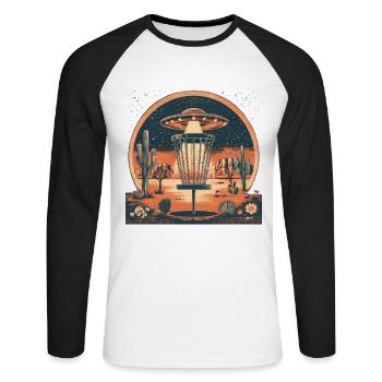 Disc Golf Outfit Lustiges Discgolf T - Unisex Baseballshirt langarm - Weiß/Schwarz - Vorne - Nik (191cm)