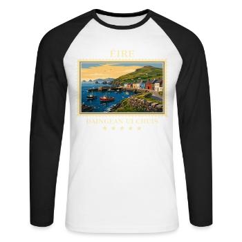 Irland Dingle Vintage Reisemarke - Unisex Baseballshirt langarm - Weiß/Schwarz - Vorne - Nik (191cm)