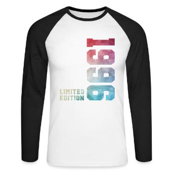 30. Geburtstag Limited Edition 1996 Jahrgang 1996 - Unisex Baseballshirt langarm - Weiß/Schwarz - Vorne - Nik (191cm)