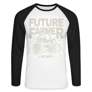 Zukünftiger Farmer Baby Tractor Vintage Dad - Unisex Baseballshirt langarm - Weiß/Schwarz - Vorne - Nik (191cm)