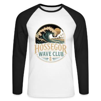 Hossegor Wave Club Surf - Unisex Baseballshirt langarm - Weiß/Schwarz - Vorne - Nik (191cm)