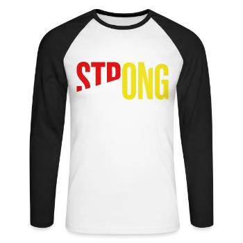 Stay Strong Typo mit Selbstvertrauen - Unisex Baseballshirt langarm - Weiß/Schwarz - Vorne - Nik (191cm)