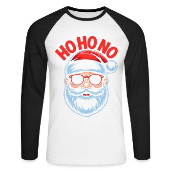 Ho Ho No Design - T-shirt baseball manches longues Homme - blanc/noir - Devant - Nik (191cm)