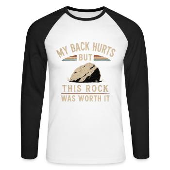 Collecte de pierres, géologie, nature, passe-temps. - T-shirt baseball manches longues Homme - blanc/noir - Devant - Nik (191cm)
