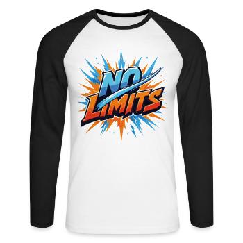 No Limits Dynamisches Leuchten - Unisex Baseballshirt langarm - Weiß/Schwarz - Vorne - Nik (191cm)