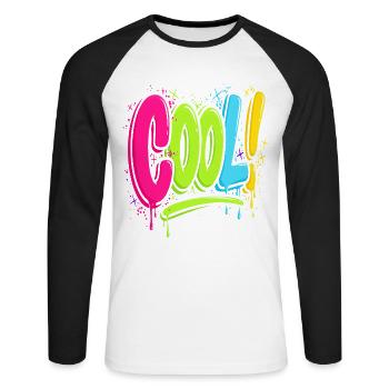 Cool Graffiti Streetart Neon Spray Design Shirt - Unisex Baseballshirt langarm - Weiß/Schwarz - Vorne - Nik (191cm)