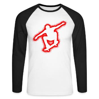 Skateur Skateboarder Garçons Kids Skateboard - T-shirt baseball manches longues Homme - blanc/noir - Devant - Nik (191cm)