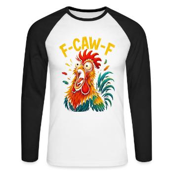 F croaillement F Coq Oiseau Drôle Poulet - T-shirt baseball manches longues Homme - blanc/noir - Devant - Nik (191cm)