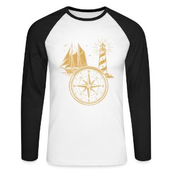 Maritime Compass Sailing Ship North Lighthouse - Unisex Long Sleeve Baseball T-Shirt - white/black - Front - Nik (191cm)