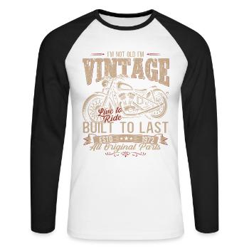 54e anniversaire cadeau motard motard 1972 - T-shirt baseball manches longues Homme - blanc/noir - Devant - Nik (191cm)
