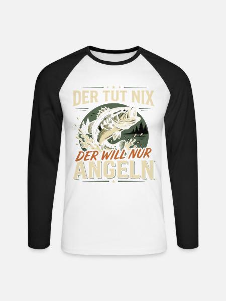 Der TUT nix der Will nur Angeln Fischer Spruch - Unisex Baseballshirt langarm - Weiß/Schwarz