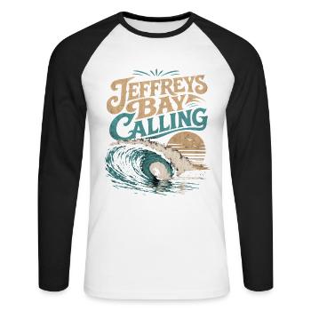 Surf de Jeffreys Bay - T-shirt baseball manches longues Homme - blanc/noir - Devant - Nik (191cm)