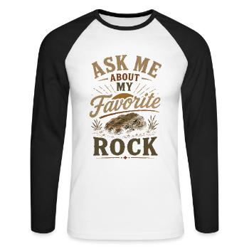 Rock Lovers Geology Nature Stones - Unisex Long Sleeve Baseball T-Shirt - white/black - Front - Nik (191cm)