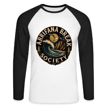 Surf Arrifana - T-shirt baseball manches longues Homme - blanc/noir - Devant - Nik (191cm)