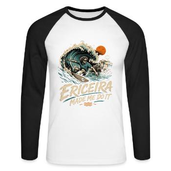Ericeira Surfen - Unisex Baseballshirt langarm - Weiß/Schwarz - Vorne - Nik (191cm)