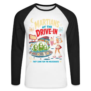 Martiens au Drive-In Diner - T-shirt baseball manches longues Homme - blanc/noir - Devant - Nik (191cm)