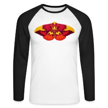 Imperial Moth Eacles imperialis Cartoon Style - T-shirt baseball manches longues Homme - blanc/noir - Devant - Nik (191cm)