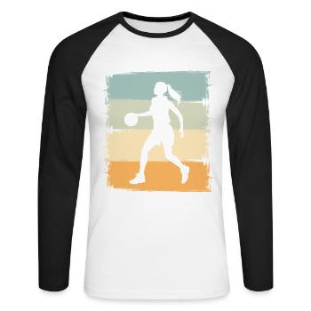 Basketball féminin - T-shirt baseball manches longues Homme - blanc/noir - Devant - Nik (191cm)