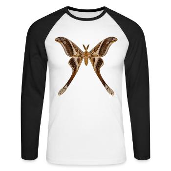 Hercule de nuit Coscinocera hercules - T-shirt baseball manches longues Homme - blanc/noir - Devant - Nik (191cm)