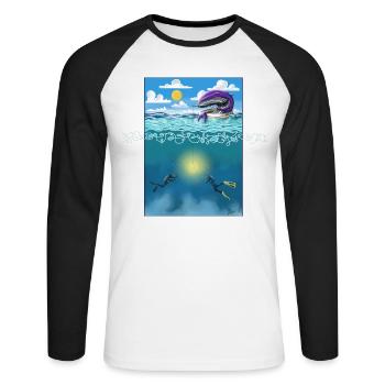 Le « vieux » et la mer - T-shirt baseball manches longues Homme - blanc/noir - Devant - Nik (191cm)