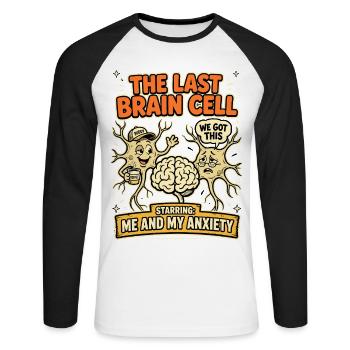Last Brain Cell Fear Coffee Humor - Unisex Long Sleeve Baseball T-Shirt - white/black - Front - Nik (191cm)
