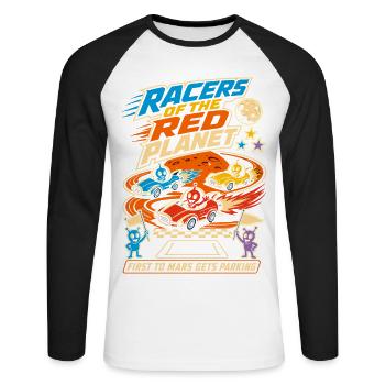 Mars Racing Alien Racer - T-shirt baseball manches longues Homme - blanc/noir - Devant - Nik (191cm)