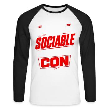 Humour Asocial Homme – Cadeau Drôle et Sarcastique - T-shirt baseball manches longues Homme - blanc/noir - Devant - Nik (191cm)