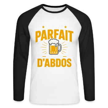 Papa Parfait Cadeau humour personnalisé - T-shirt baseball manches longues Homme - blanc/noir - Devant - Nik (191cm)