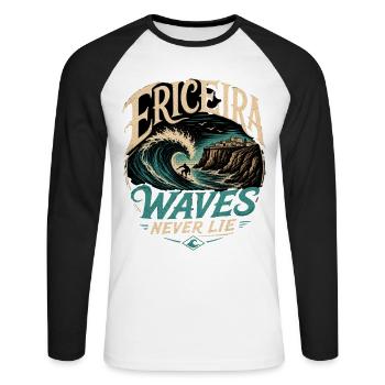 Ericeira Surfing - Unisex Long Sleeve Baseball T-Shirt - white/black - Front - Nik (191cm)