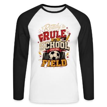 School enrollment football - Unisex Long Sleeve Baseball T-Shirt - white/black - Front - Nik (191cm)