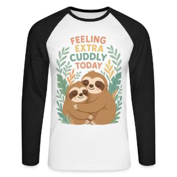 Câlins de paresseux mignons – Design extra câlin - T-shirt baseball manches longues Homme - blanc/noir - Devant - Nik (191cm)