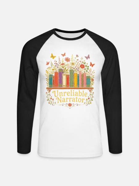 Unzuverlässiger Erzähler, Buchliebhaber, Autor - Unisex Baseballshirt langarm - Weiß/Schwarz