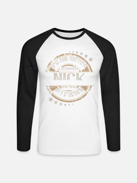 Nick - Unisex Baseballshirt langarm - Weiß/Schwarz