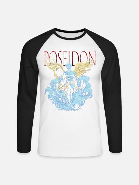 Poseidons gefallener Engel - Unisex Baseballshirt langarm - Weiß/Schwarz