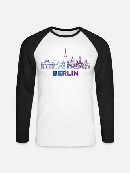 Berlin Skyline Silhouette - Unisex Baseballshirt langarm - Weiß/Schwarz