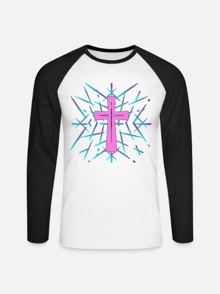 Kreuz Symbole Kirche - Unisex Baseballshirt langarm - Weiß/Schwarz