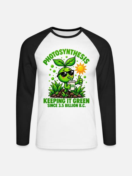 Retro Sprout Photosynthese - Unisex Baseballshirt langarm - Weiß/Schwarz